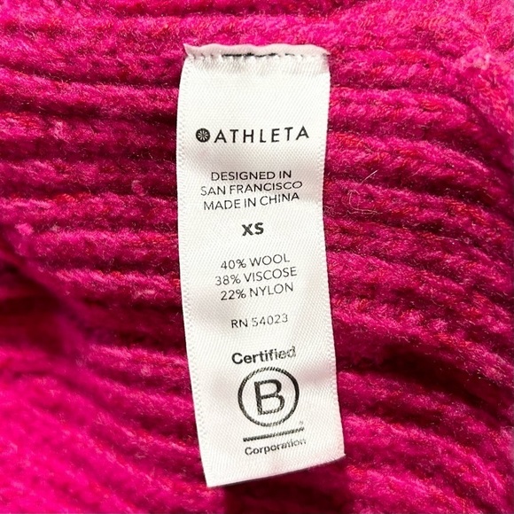 Athleta Shasta Oversized Wool Knit Tunic Sweater in Magenta Pink XS - Picture 7 of 7